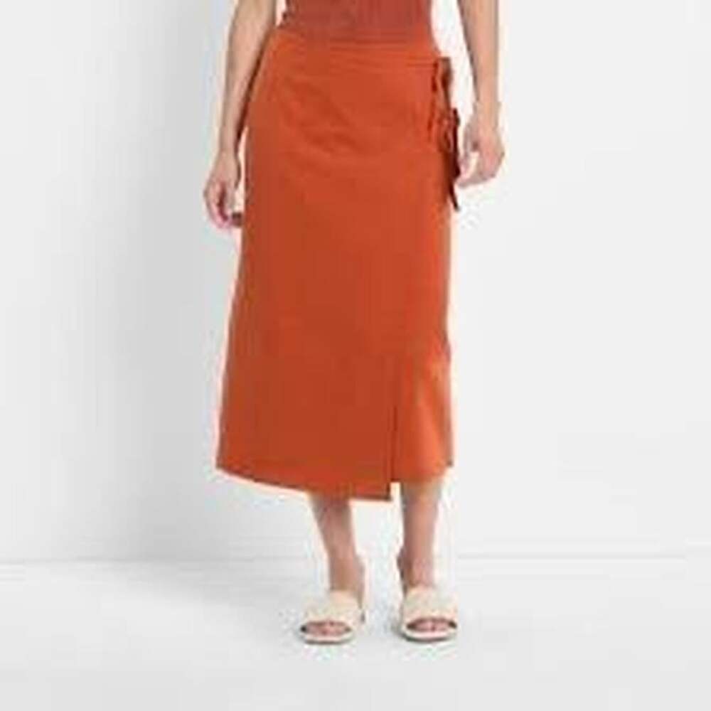 Future Collective Orange Midi Wrap Skirt